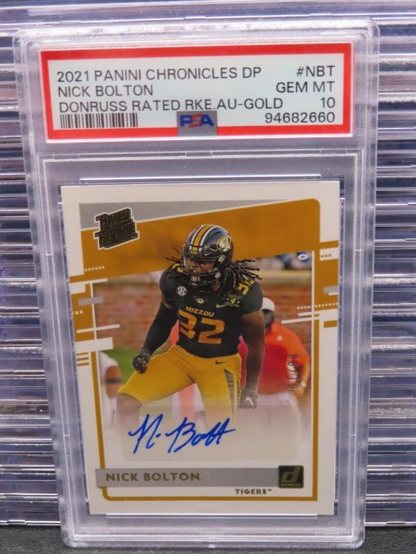 Nick Bolton Panini Chronicles Draft Picks Donruss Rated Rookie Autographs #NBT Gold