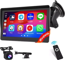 ✅ 7" Portable Wireless Apple CarPlay Android Auto Touch Screen Car Radio Stereo