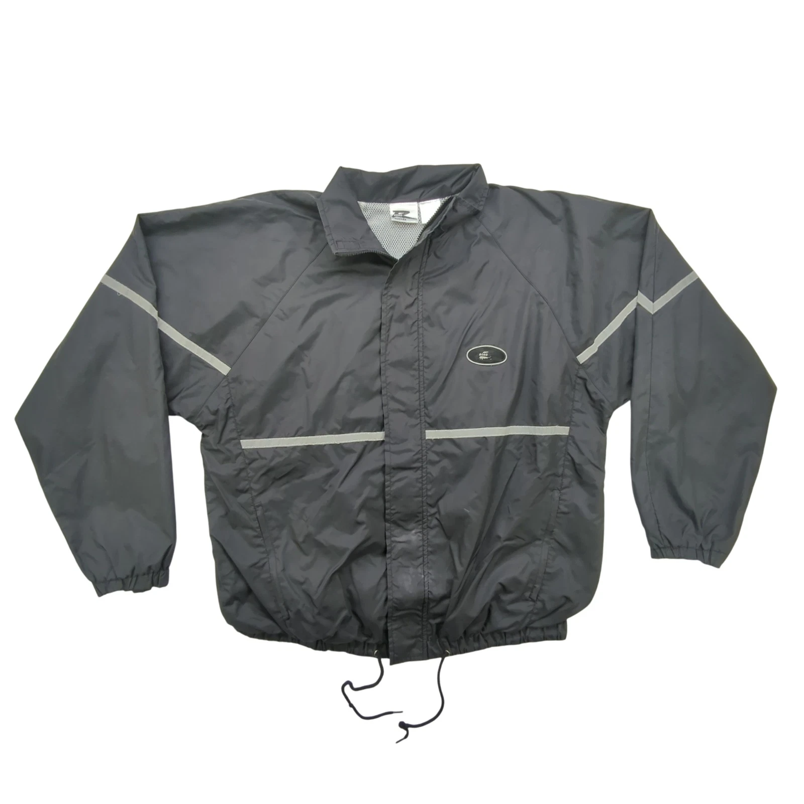 Road Runner Jacket Mens Large Black Windbreaker Reflective Nylon Y2K 2000s Zip