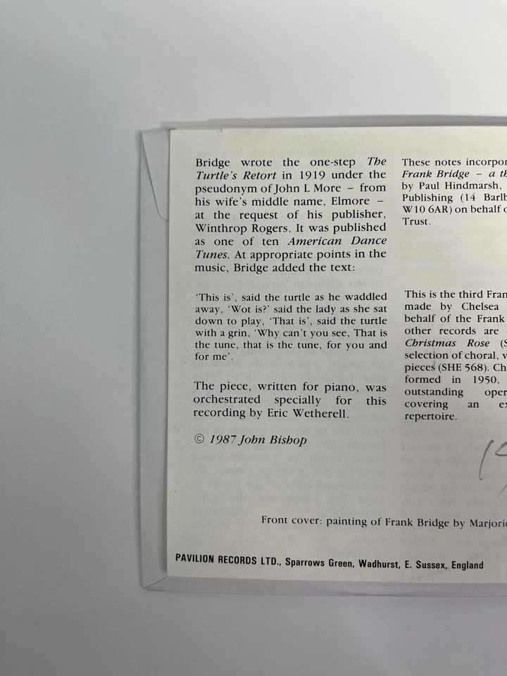 Frank Bridge Orchestral Works Classical Music CD Chelsea Opera Group Orchestra - Image 4 of 4