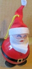 Vintage SANTA CLAUS Plastic Ball Christmas Ornament 4", Hong Kong