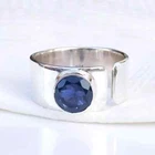 Natural Iolite Ring Adjustable Ring Solid 925 Silver Ring Band Ring Gift For Her