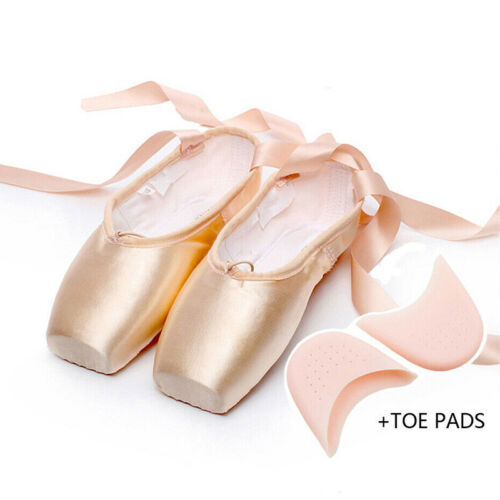 Rosa Profi Spitze Ballett Tanzschuhe Satin mit Zehenpolster schwarz Frauen Männer - Bild 16 von 18