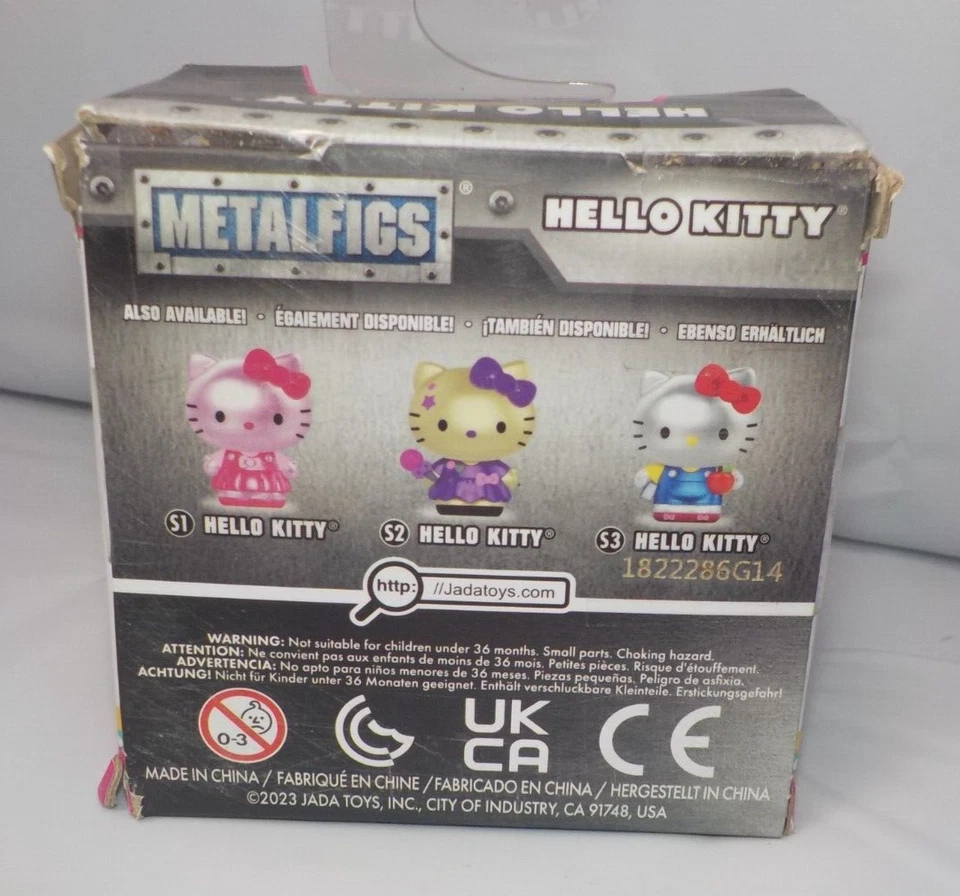 Sanrio S3 MetalFigs Dorado Hello Kitty Púrpura Vestido 2" Mini Figura Jada Toys Foto 3 de 4