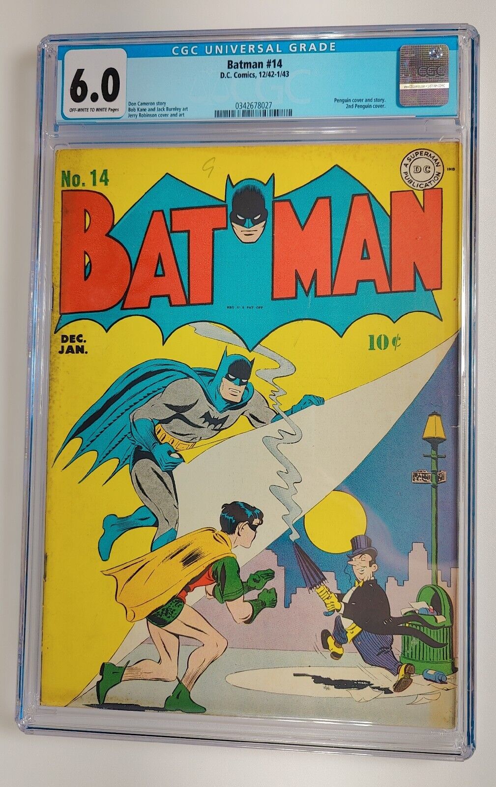 HTF Batman 14 CGC 6.0 2nd Penguin Cover 1942 DC Comics Robin 1943 Golden Age 1st