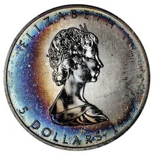 1989 Canada Maple Leaf 999 SILVER BULLION BU *UNCIRCULATED* MS TONED E374 ZHR