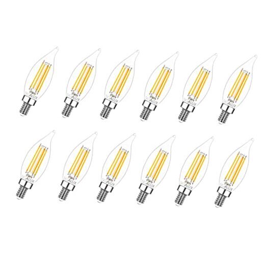  Candelabra LED Light Bulbs Dimmable, E12 12 Count (Pack of 1) Ca10-60w-2700k