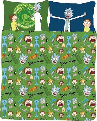 Rick and Morty Portals Pickle Design Official Reversible Double Duvet Bed Set - Picture 5 of 5