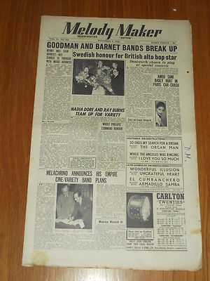 MELODY MAKER 1949 #848 NOV 5 JAZZ SWING GOODMAN BARNET NADIA DORE RAY BURNS