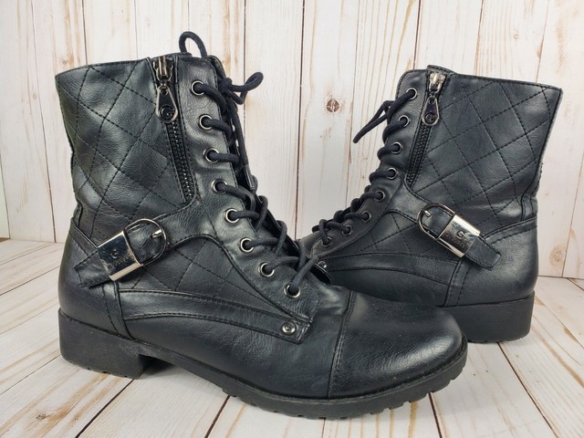 guess black combat boots