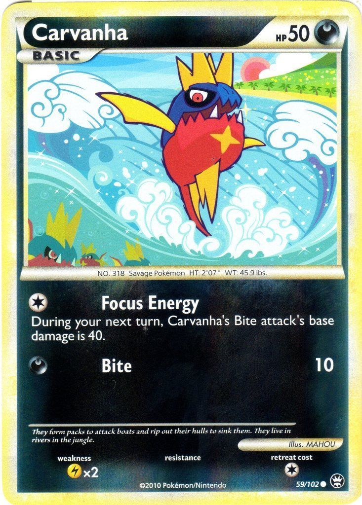 Carvanha 59/102 HS Triumphant REVERSE HOLO PERFECT MINT! Pokemon