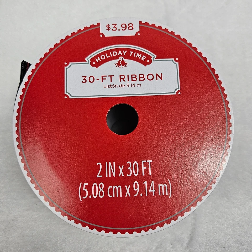 Christmas Red White Black Buffalo Check Wired Edge 2" Ribbon Lot 2 Rolls 60' New - Image 4 of 4