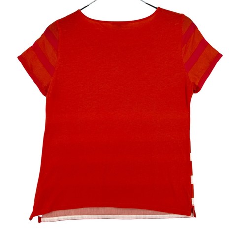 MASSIMO DUTTI Women 25% Silk Striped T-Shirt Size M - Picture 2 of 9