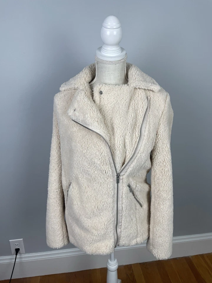 Chaqueta de motociclista Bagatelle Sherpa blanca crema polar pequeña Foto 4 de 4