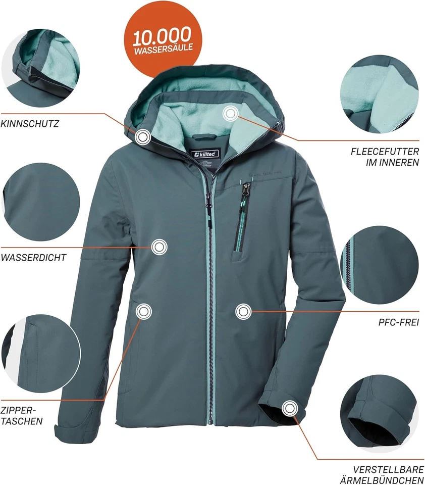 Killtec Veste fonctionnelle à capuche/veste d'hiver pour filles, taille 128 - Photo 3/4