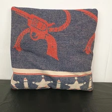 Vintage Handmade Western Camp Blanket Throw Pillow Kids Cowboy Deputy Rodeo