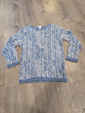 Vintage 70s 80s It's Pure Gould Blue Abstract Geometric Knit Sweater Size S