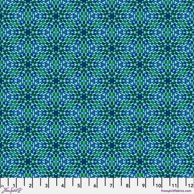 Magnetic, Viridian - Billy Reue, Kaleidoscope, Quilt Fabric 100% Cotton By Yd