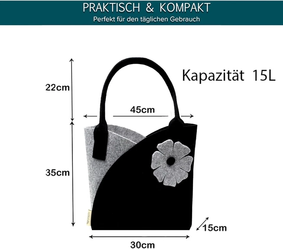 Filztasche Einkaufskorb Einkaufstasche Filztaschen Shopper Damentasche - Bild 2 von 4