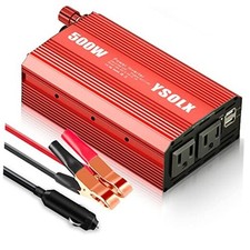 Power Inverter 12V to 110V for Vehicles with Dual Fast Charging 24W USB 500W