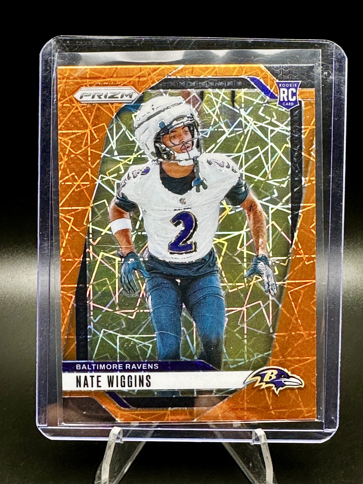 Nate Wiggins 2024 Panini Prizm Orange Lazer #380 RC Baltimore Ravens