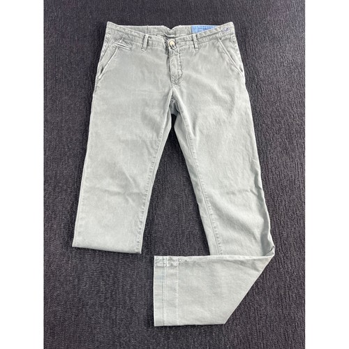 Jacob Cohen Academy Mens Sage Green Luxury Tailored Chinos Pants 33 x 33.5
