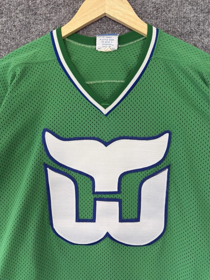Camiseta deportiva de hockey vintage Hartford Whalers Champion NHL años 90 grande Canadá deportes Foto 3 de 4