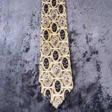 Hanover St Mens Silk Tie Gold Purple Floral Medallion Geometric Made in USA 57in