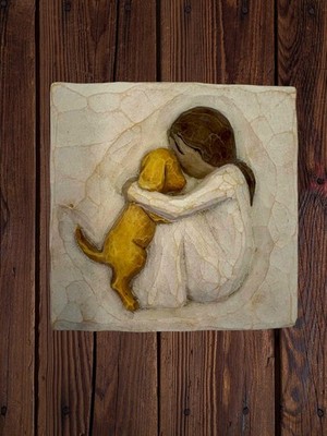 Willow Tree ''True'' Figurine Susan Lordi Demdaco 2003 Women & Dog