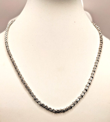 Sterlingsilber 1/4 kt weißer Diamant S-Gliederkette 17 Zoll