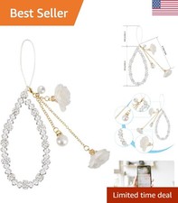 Elegant Crystal Flower Pendant Phone Strap - Durable and Chic Lanyard Accessory