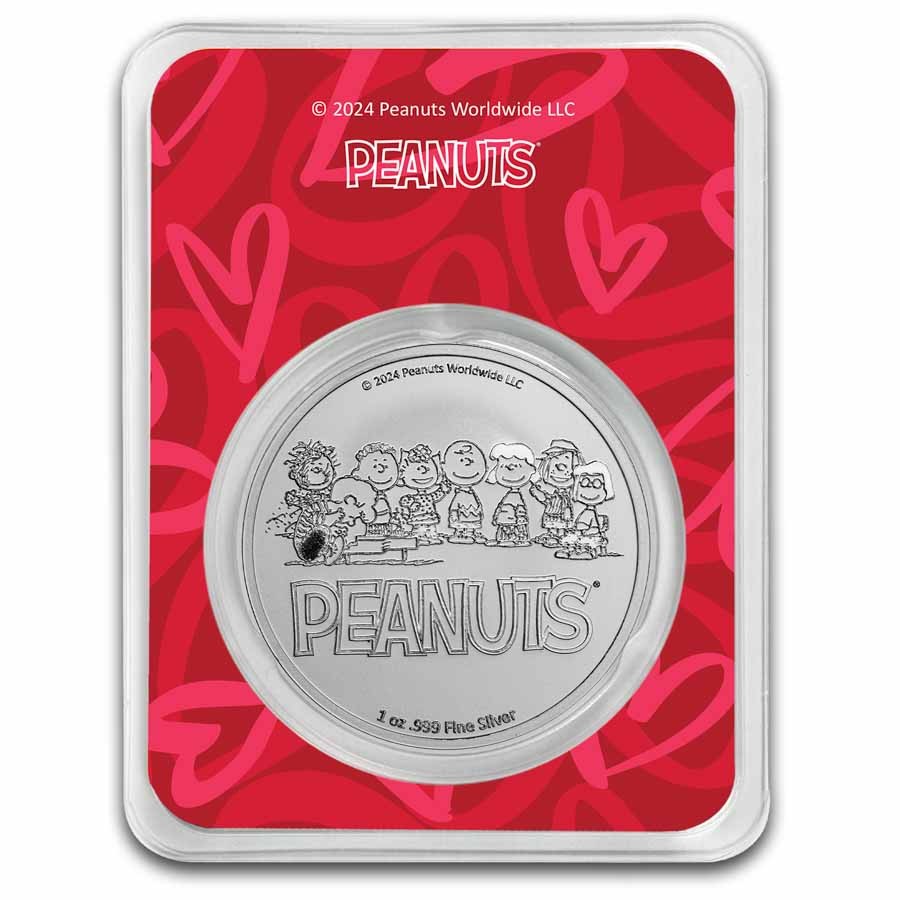 Peanuts® Valentine's Snoopy with Hearts - 1 oz Colorized Silver | eBay