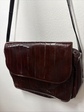 VTG Lee Sands Genuine Eel Skin Crossbody Bag Burgundy Oxblood Shoulder Purse