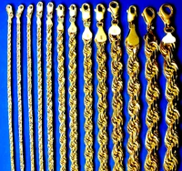 14K Yellow Gold SOLID Rope Chain Necklace Bracelet Diamond Cut 1mm-12mm 7"-30"