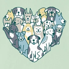 NWT Women's Life is Good Heart Of  Dogs Sage Green SS Crusher Vee