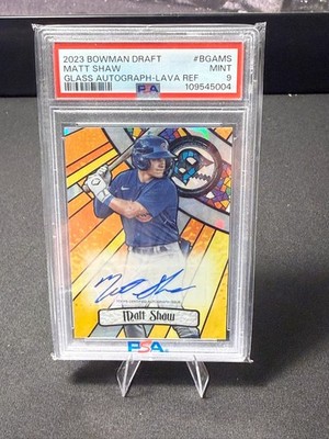 2023 Bowman Draft Matt Shaw Glass Auto Lava PSA 9   55/75