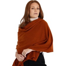 Velanio 100 Cashmere Knitted Wrap Pashmina Shawl Extra Large Scarf Rust