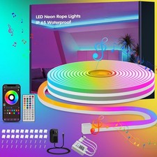 32.8ft LED Neon Rope Lights with App and Remote Control, IP65 Waterproof Neon S