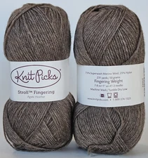 Knit Picks Stroll Fingering yarn lot of 2, Agate #25022; Merino/Nylon 50g/231yd