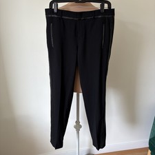 Vince Side Strapping Tuxedo Stripe Black Stretch Wool Ankle Pant Trousers NWT 6