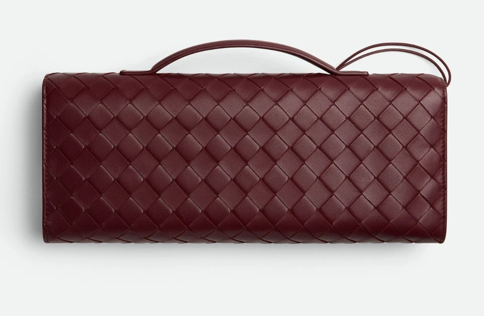Новый BOTTEGA VENETA ANDIAMO BAROLO красный тканый кожаный клатч с узлом замок - Изображение 2 из 4