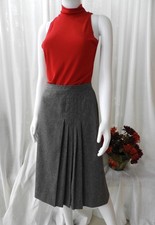 Vtg 1970's Grey Wool Side Pleat Skirt Evan Picone Union Made sz M