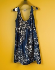 Michael Kors Blue & Beige  SILK  Paisley Sleeveless Lined  Shift Dress ~ Size 10