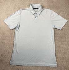 Travis Mathew Polo Shirt Mens M Ombre Light Blue Geometric Striped Performance