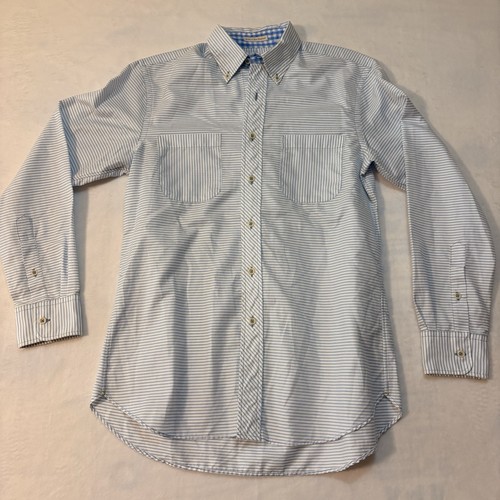 Julian's Trueblues Mens M Blue White Pinstripe Cotton Button Down Shirt USA Made