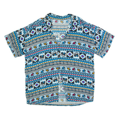 Herren Hemd Blau Fair Isle M