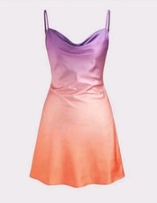 BP. Women Satin Slip Cami Mini Dress Cowl Neck  Ombré Adjustable Straps Women M
