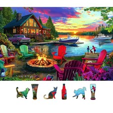 Lakeside Cabin Sunset 500 Piece Jigsaw Puzzle for Adults, Seniors Family - ...