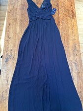 Chaps by Ralph Lauren Navy Long Dress Formal V Neck Lined Size 2 NWT