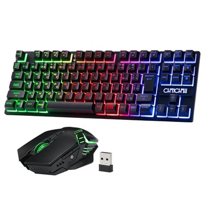 Keyboard and Mouse Wireless Gaming Rechargeable Set 90 Keys LED Backlight RGB